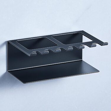 Настінний тримач для зубних щіток, електричної зубної щітки, без свердління, для зберігання насадок, чорний, великий