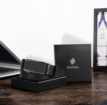 Чоловічий шкіряний ремінь DOOPAI з автоматичною застібкою, 35 мм, регульований розмір, без отворів, білий/чорний