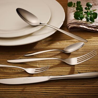 Villeroy & Boch - Annalena Tableware Set, 30-Piece, Timeless Cutlery Set for 6 People, 6 Dinner Knives, 6 Dinner Forks, 6 Tablespoons, 6 Coffee Spoons, 6 Cake Forks, Dishwasher-Safe, Stainless Steel
