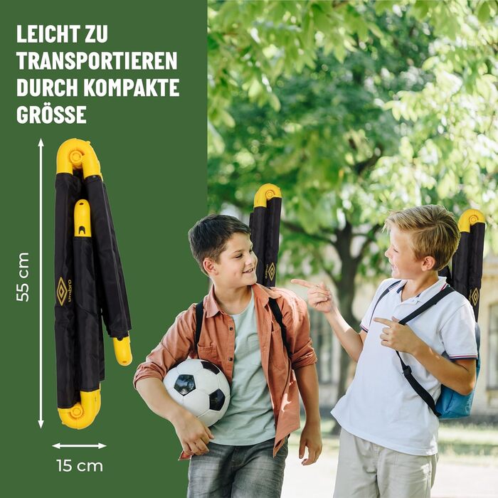 Ворота для футболу Umbro 50x44x44 см - Комплект 2 шт. - Складні, для дітей, для тренувань, металеві, чорно-жовті
