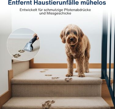 Samako Teppichreiniger Polsterreiniger: компактний ручний пристрій для чищення килимів та м'яких меблів, 400W, 2 великі резервуари для води, підходить для всіх типів тканини