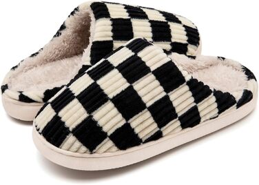 Тапочки халатні Guyarns для дому, чорні, 44/45 EU, з м'якою устілкою Memory Foam, антиковзаюча підошва, в'язане каро, для жінок та чоловіків