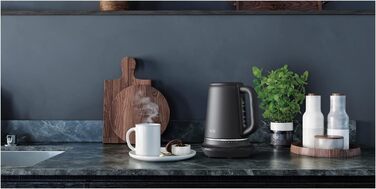 AEG K7-1-6BP Kettle (7 temperature settings, 3-fold safety switch-off, keep-warm function, 1.7 liters, drip stop, easy cleaning, 360° base, anti-slip coating, LED display, gray)
