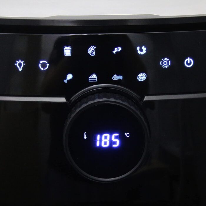 Фритюрниця Emerio XXL з гарячим повітрям, 13 літрів, Airfryer, BPA free, Smart Fryer, мульти-печі з поворотним шампуром та кошиком, дисплей, таймер, функція сушіння, 1800 Вт, AF-121914, чорний, 13 літрів (BPA free)