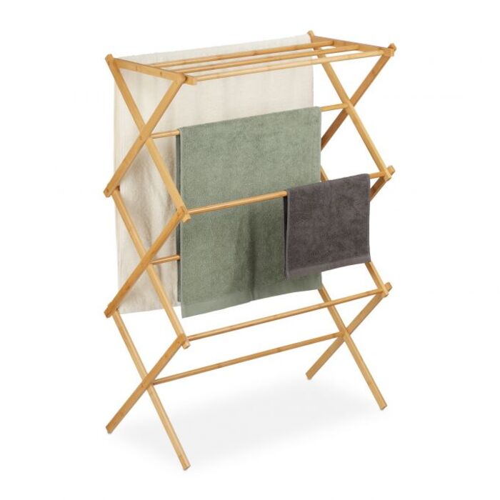 Relaxdays Extendable Bamboo Towel Rack