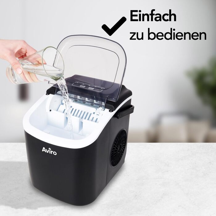 1.3L Countertop Ice Maker - Self-Cleaning - 12kg/24lbs - Makes 9 Cubes Every 6 Minutes - Black