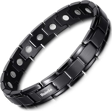 Чоловічий магнітний браслет RainSo чорний матовий з титанової сталі, зняття болю при артриті, для спортсменів та батьків