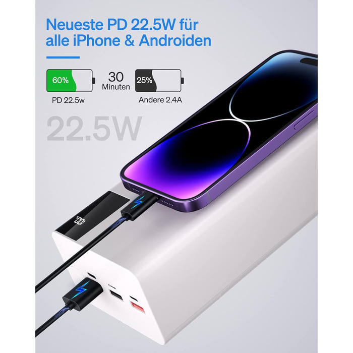 Power Bank 50000mAh: Портативний зарядний пристрій з ліхтариком та великою ємністю - 2×25000mAh