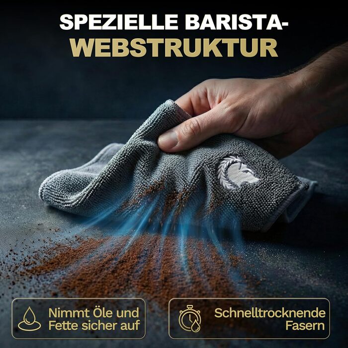 Набір мікрофібрових серветок для бариста Barista Legends, 30 x 30 см, сірі, 8 шт.