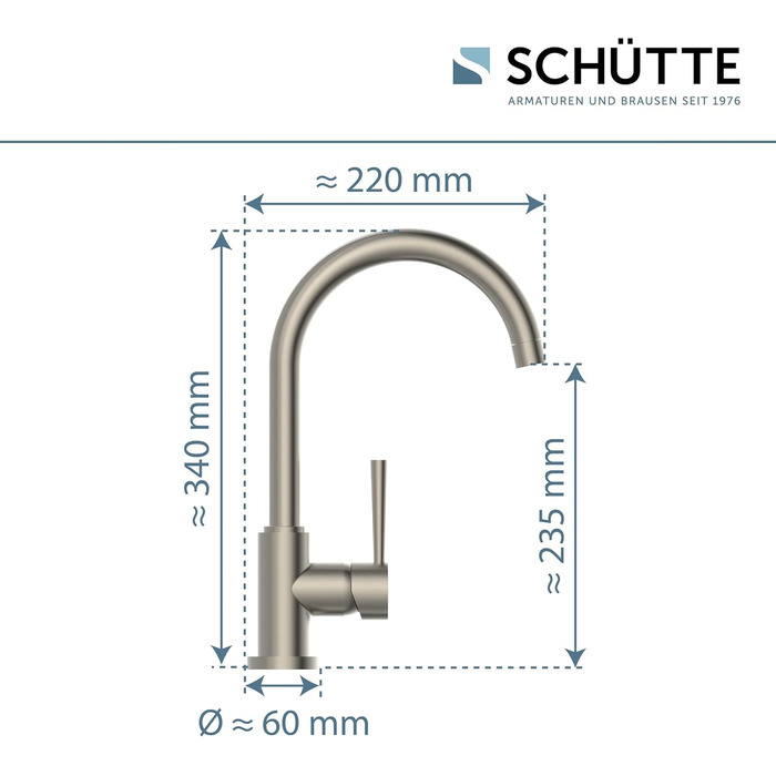 Кухонний змішувач SCHÜTTE Cornwall 360° з нержавіючої сталі, з однорідним керуванням, для мийки, преміум-якість