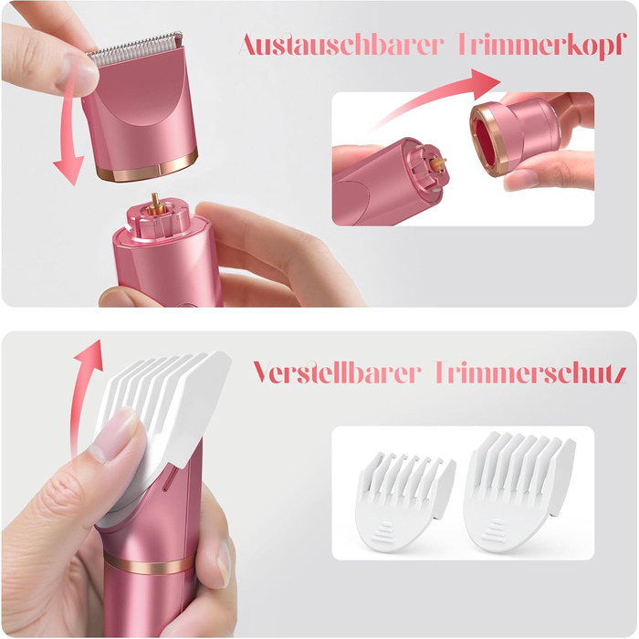 Електричний жіночий епілятор для тіла та обличчя, для інтимної зони, мокрий/сухий, з USB-зарядкою, рожевий
