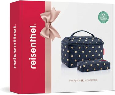 Набір косметичок reisenthel Beautycase Set: косметичка та прямокутна сумка для аксесуарів, Metallic Dots Blue (17x18x17 см та 21x8x4 см)