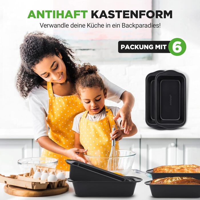Форми для випічки NutriChef 4 шт. Преміум антипригарні з вуглецевої сталі (набір 6 предметів) до 230°C, без PFOA/PFOS/PTFE