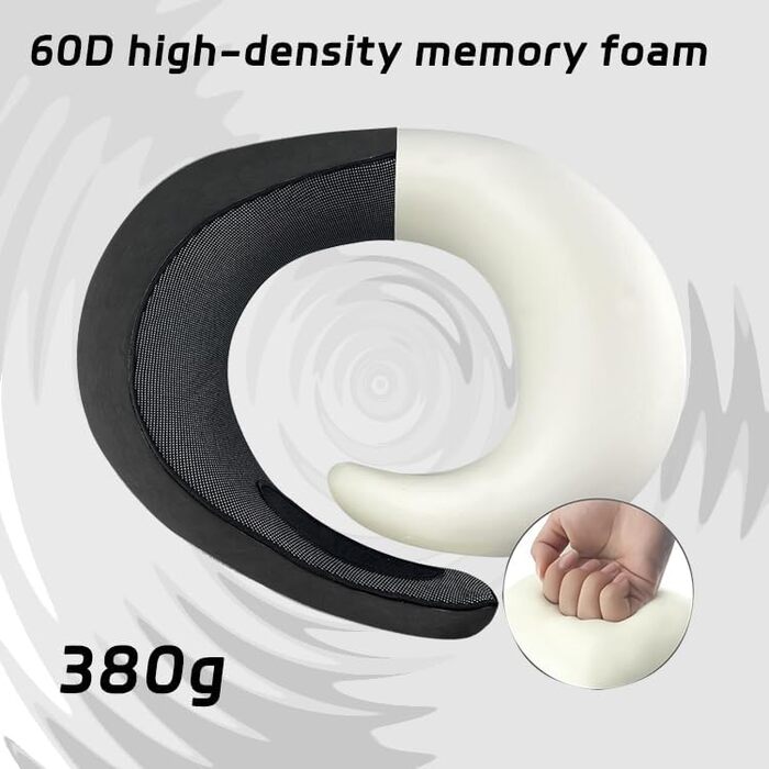 Подушка для подорожей з піни Memory Foam, набір (маска для сну, беруші), U-подібна подушка для шиї в літак, авто, офіс (Рожево-Чорний)