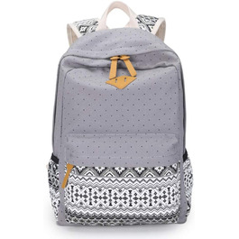 Стильний рюкзак для дівчат та жінок: полосатий вінтажний рюкзак з канвасу (сірий)