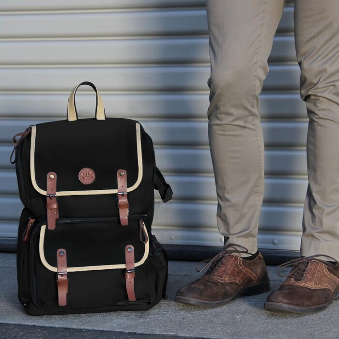 GOgroove Рюкзак для камери: DSLR рюкзак для подорожей, камера, аксесуари, ноутбук, штатив, вологостійкий, чорний