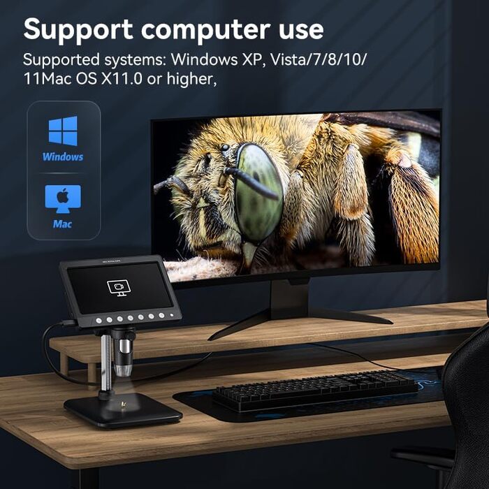 Цифровий мікроскоп Ashfly LCD 500x з дисплеєм 4.3