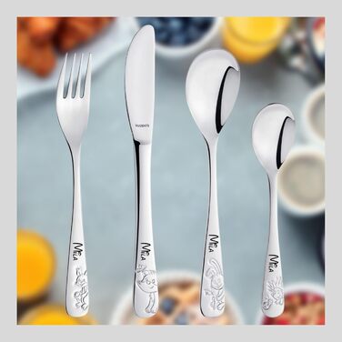 Дитячий набір столових приборів Kinderbesteck Waldfreunde з гравіюванням імені - персоналізований посуд - унікальний хрещення для хлопчика/дівчинки - 4-х предметний набір