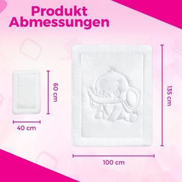 Комплект дитячої постільної білизни Oeko-Tex з милим стеганим слоником, 40x60 + 100x135 см, витримує прасування, 95°C