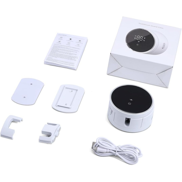 Тримач для зубних щіток з УФ дезінфекцією, електричний, з сушкою та LED-дисплеєм, перезаряджуваний, настінний, 2 слоти