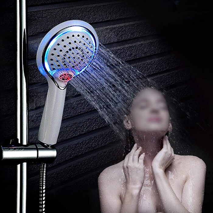 Ручний LED душ Nikou, 3 кольори, з температурним сенсором, цифровий дисплей, контроль температури, білий