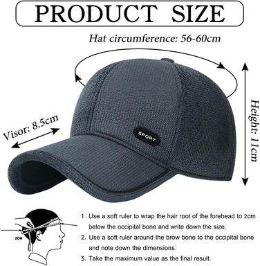 Чоловіча зимова кепка basecap з відкидними навушниками, унісекс, бейсболка з клапанами, повсякденний стиль, шапка для активного відпочинку (темно-сірий)