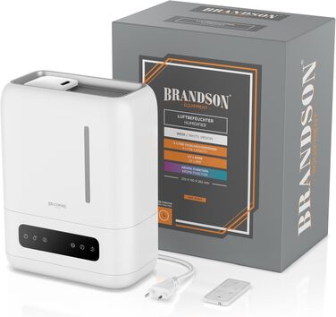 Ультразвуковий зволожувач повітря Brandson 4л з дистанційним керуванням, цифровим дисплеєм, функцією знезараження та ароматизації, нічним режимом