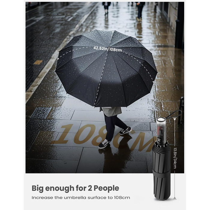 MidingChai Парасолька-зонт Штормостійка, велика, з захистом від УФ, автоматична, портативна, XXL для гольфу, подорожей та відпочинку, чорна (для чоловіків та жінок)