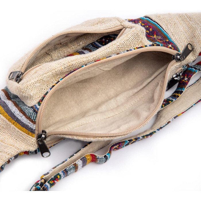 Чоловіча та жіноча поясна сумка Freakmandu з льону – фанні-пак, сумка через плече в бохо стилі, ручної роботи, для піших прогулянок, бігу, чоловіків та жінок, універсальний розмір