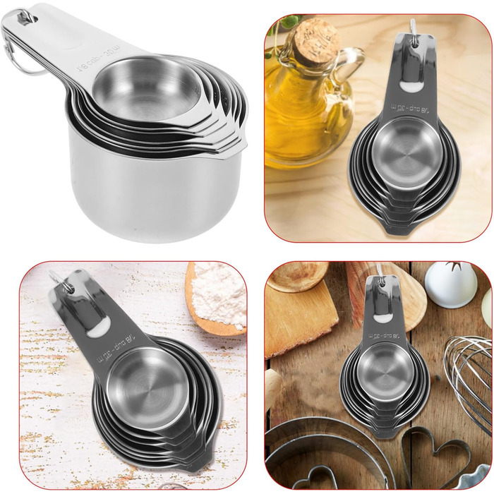 ABOOFAN 2-Piece Set of Mini Baking Cups - Reusable Coffee Cups Made of Paper with Lids, Spoon, Microwave-Safe, Dispenser, Small Measuring Cup, Automatic, Silver, Stainless Steel
