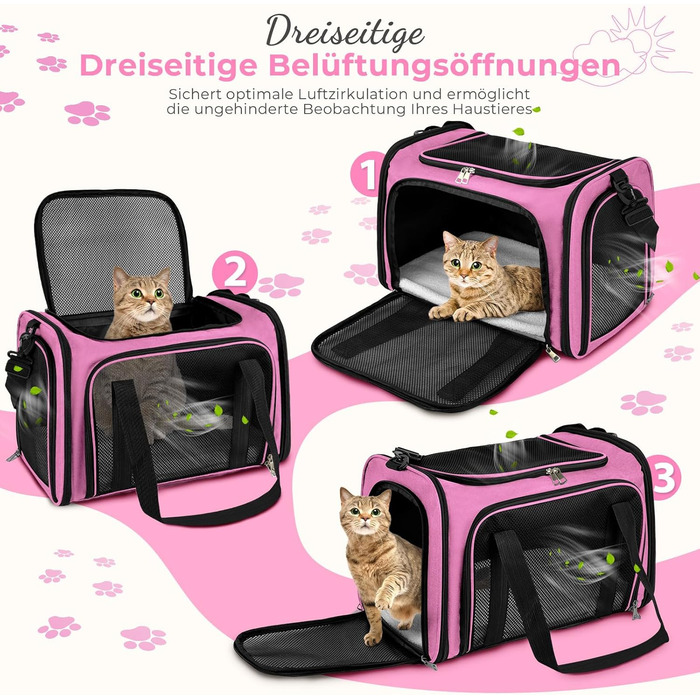 Транспортна сумка для кота/собаки до 5 кг, рожева, 43x28x28 см