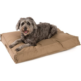Premium Dog Bed, Dog Mat, Canvas, Washable, Orthopedic, Memory Foam, Visco-elastic Filling, Soft Dog Bed for Small Dogs, Vintage Canvas Fabric, Mattress PDB1007 S 65x50 Dog Sofa (L 65 x W 50 x H 15 cm, coffee-brown)