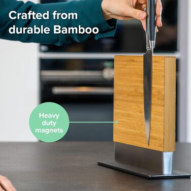 Coninx Magnetic Knife Block, Double-Sided | Magnetic Knife Holder (without knives) | Knife Holder with Strong Magnet | Magnetic Knife Stand, Double-Sided, Non-Slip | Bamboo