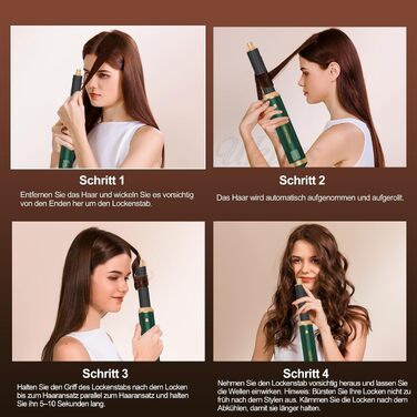 Мультистайлер для волосся 5-в-1 Air Styler 1000W: фен-щітка, автоматичний локон, вирівнювач та об'ємний стайлер, зелений