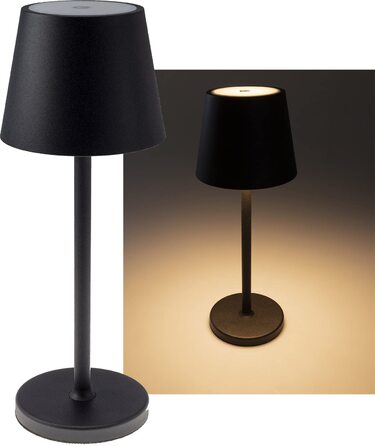 Настільний світильник акумуляторний ChiliTec 30 см LED з димером, USB зарядка, IP44, тепле світло, сенсорний вимикач (Чорний)