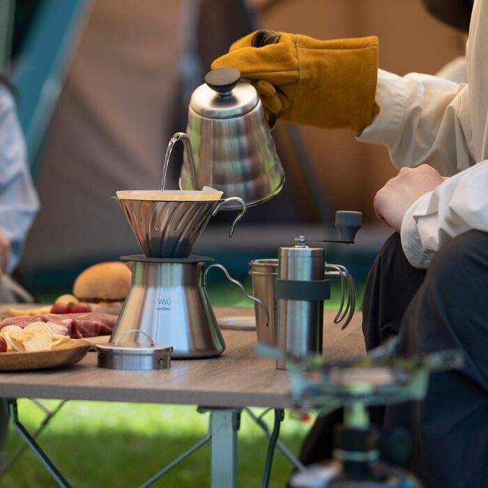Кавомолка Hario V60 з металу, 17 г, срібна, Made in Japan (набір для пуровер)