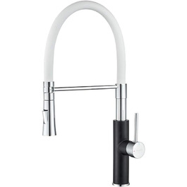 Кухонний змішувач Ibergrif з душем, гнучкий вилив, чорний/білий