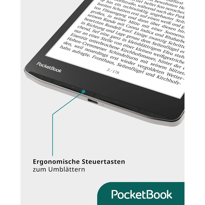 Pocketbook InkPad 4: Електронна книга, 7.8'' E-Ink, 32 GB, Bluetooth, водонепроникна, срібна (DE/at/CH версія)