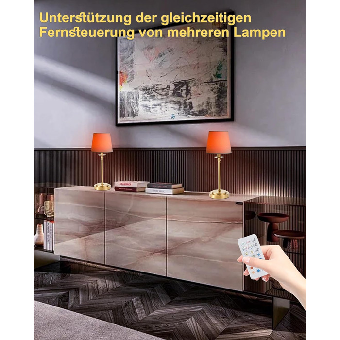 Акумуляторна настільна лампа: портативна, бездротова з регулюванням яскравості, для дому та саду, абажур з льону, античне біле металу, RGB синій абажур