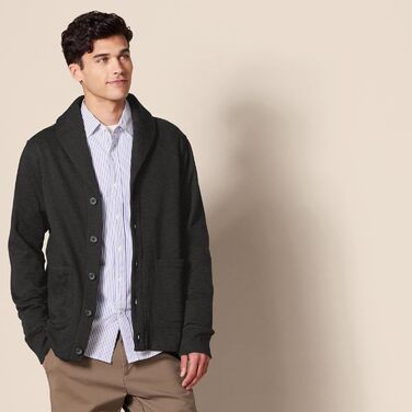 Чоловіча в'язана жилетка Amazon Essentias з капюшоном та коміром-шарфом (XXL, Темно-сірий меланж)