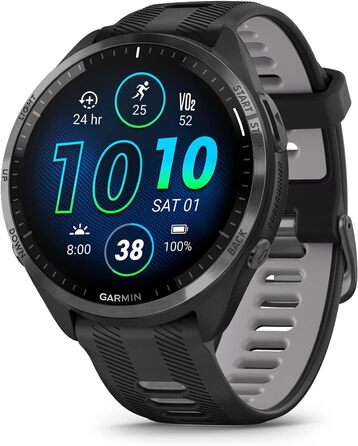 Розумний годинник Garmin Forerunner 965 для бігу, з кольоровим AMOLED-дисплеєм, вимірюванням тренувань та відновлення, кольори: Whitestone та Powder Gray (білий та сірий)