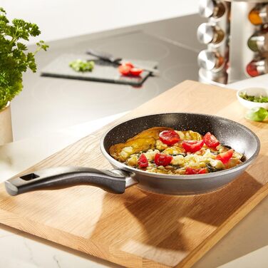 Сковорода STONELINE 20 см з антипригарним покриттям з кам'яними частинками, для індукційних плит, алюмінієва, сіра