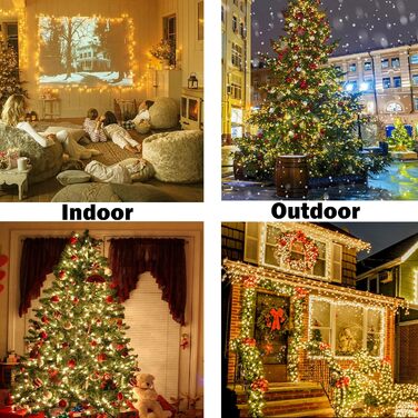 LED гірлянда для дому та саду 20м, 200 LED, таймер, 8 режимів, IP44, тепле світло, для декору на Різдво, вечірку, весілля, Хелловін