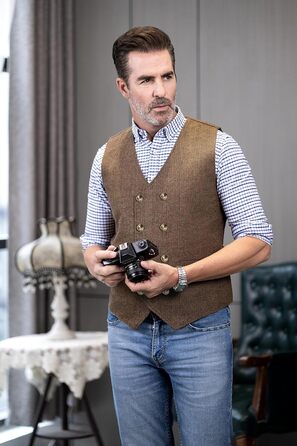 Стильний жилет чоловічий Solovedress Vintage з вовни, Regular Fit, для весілля та Groomsmen, сірий, XL