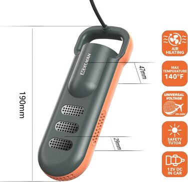 XCMAN Portable Shoe Dryer and Boot Dryer, Boot Dryer for Winter Boots, Work Boots, Rain Boots, Ski Boots, with Integrated Blower and Heating - Ultra Silent 12V DC/AC Converter
