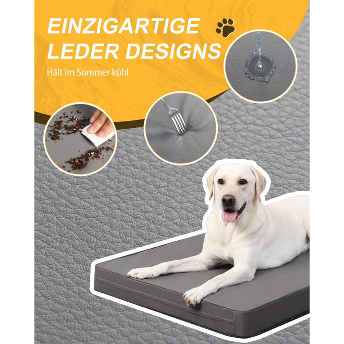 Favodormir Orthopedic Dog Bed, Dog Cushion, Extra Large (XXL) for Large Dogs, with Washable, Removable Cover, Outdoor Dog Mat, Dog Basket, Dog Mattress for Large Dogs, 119x73x9cm Dark Grey