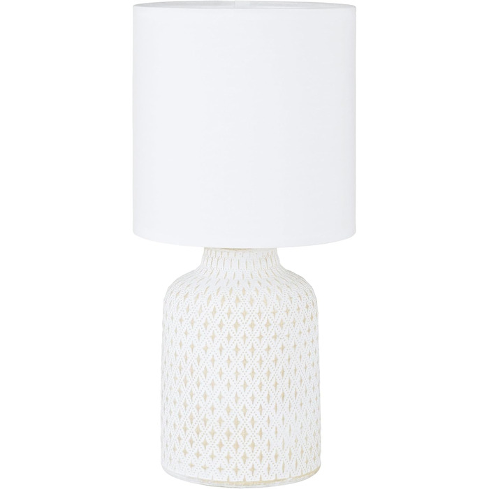 Настільна лампа EGLO Bellariva: кераміка кремового кольору, тканина білого кольору, з вимикачем, E14