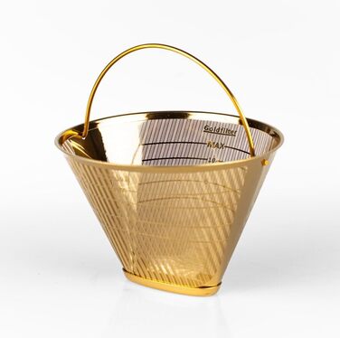 seleXions Coffee Filter Gold Filter All-Metal GF4MB with Metal Handle, for all coffee machines with round filter size 1 x 4