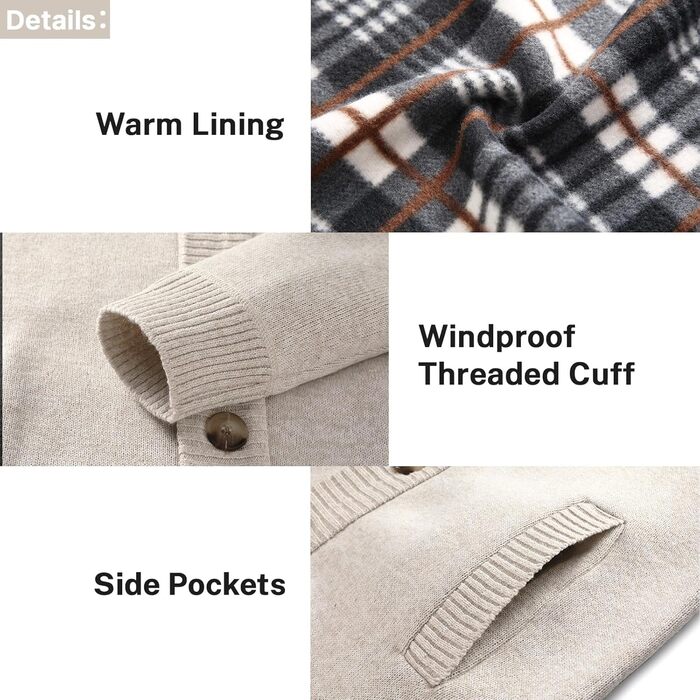 Чоловічий светр з кишенями, теплий і товстий, на осінь та зиму, бежевий, розмір S