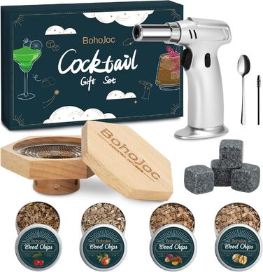Valentine's Day gifts for him, gifts for men, dad, friend, cocktail smoking kit with flashlight, men's gifts, bourbon whiskey smoking set, men's gifts for Christmas (without butane)